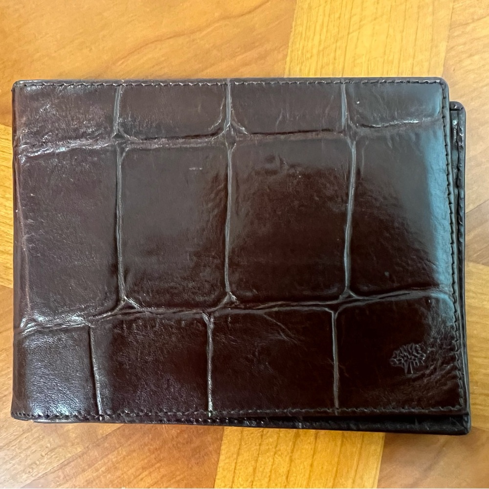 Mulberry Brown 6-Card Classic Croc-Patterend Leather Wallet